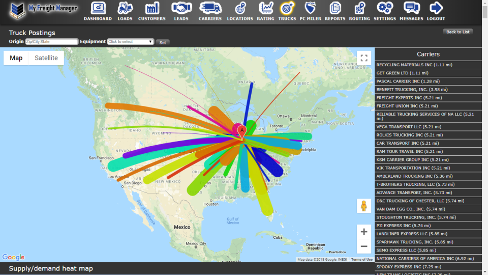 screenshot of My Freight Manager